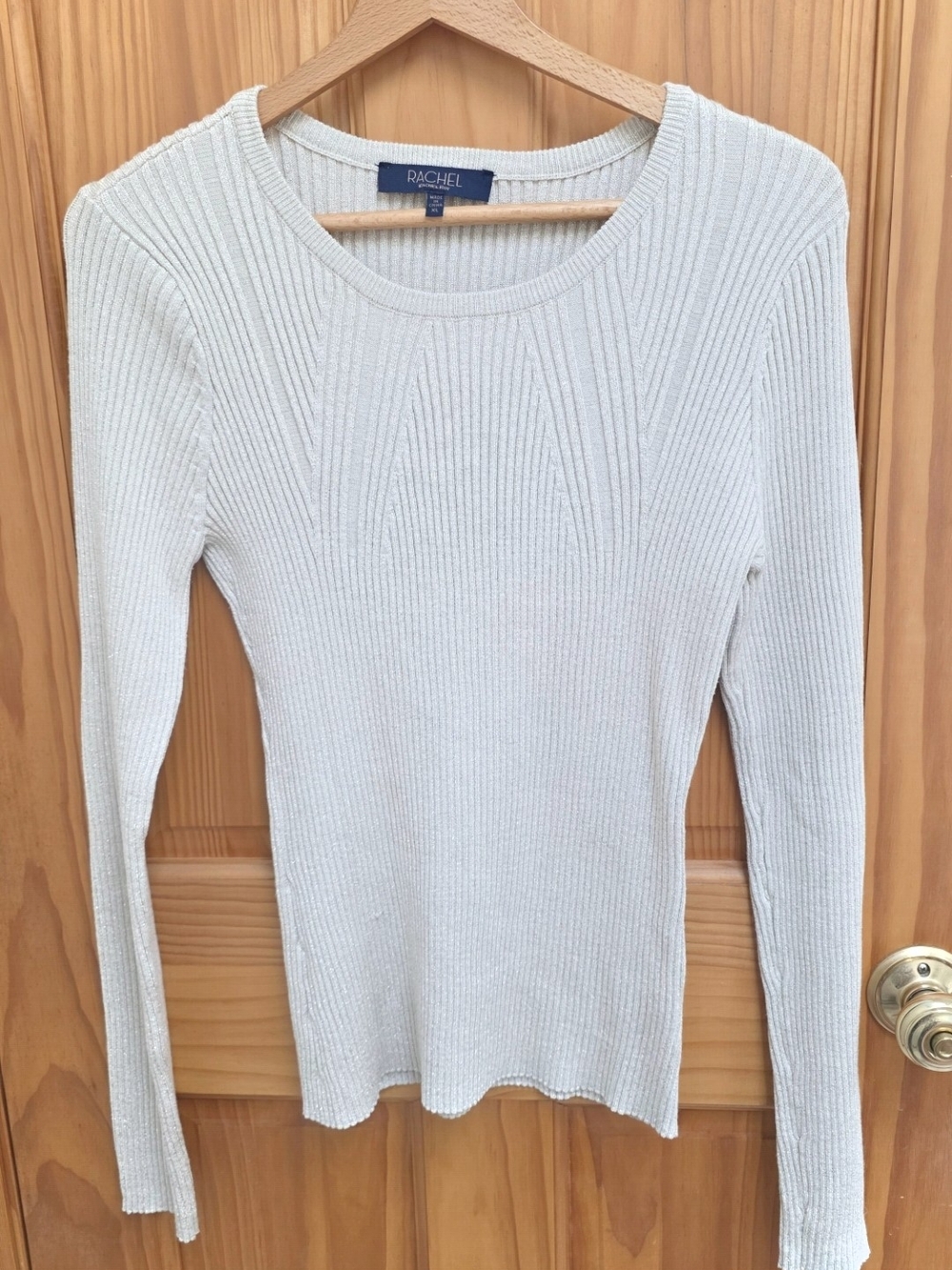 RACHEL Rachel Roy Cream Ribbed Scoop Neck Sweater